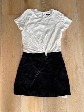 Karen Millen White Top with Black Skirt Mini Dress